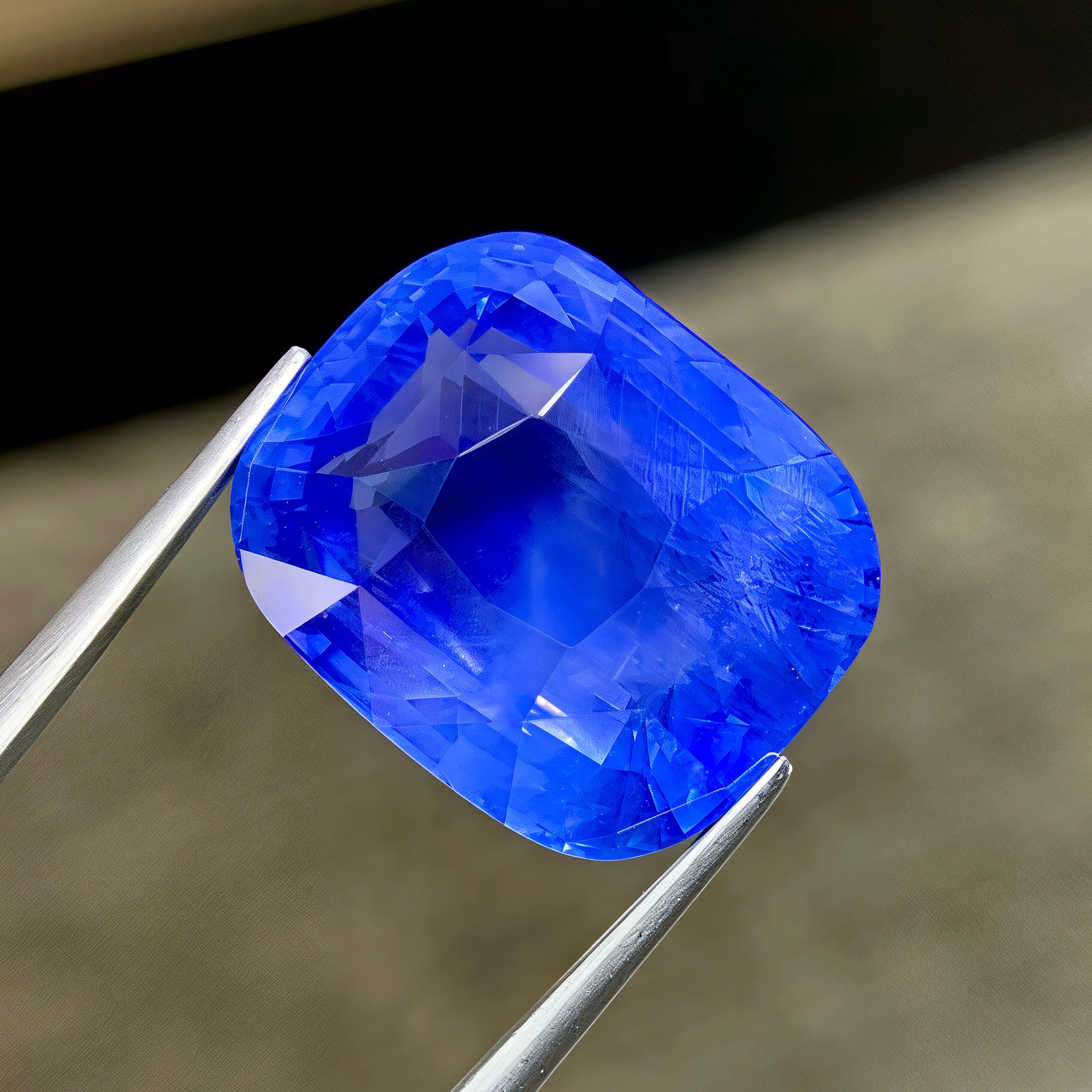 25.32 Ct No Heat Rare Blue Sapphire Cushion