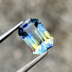 3.13 Ct Bicolor Parti Sapphire Emerald Cut