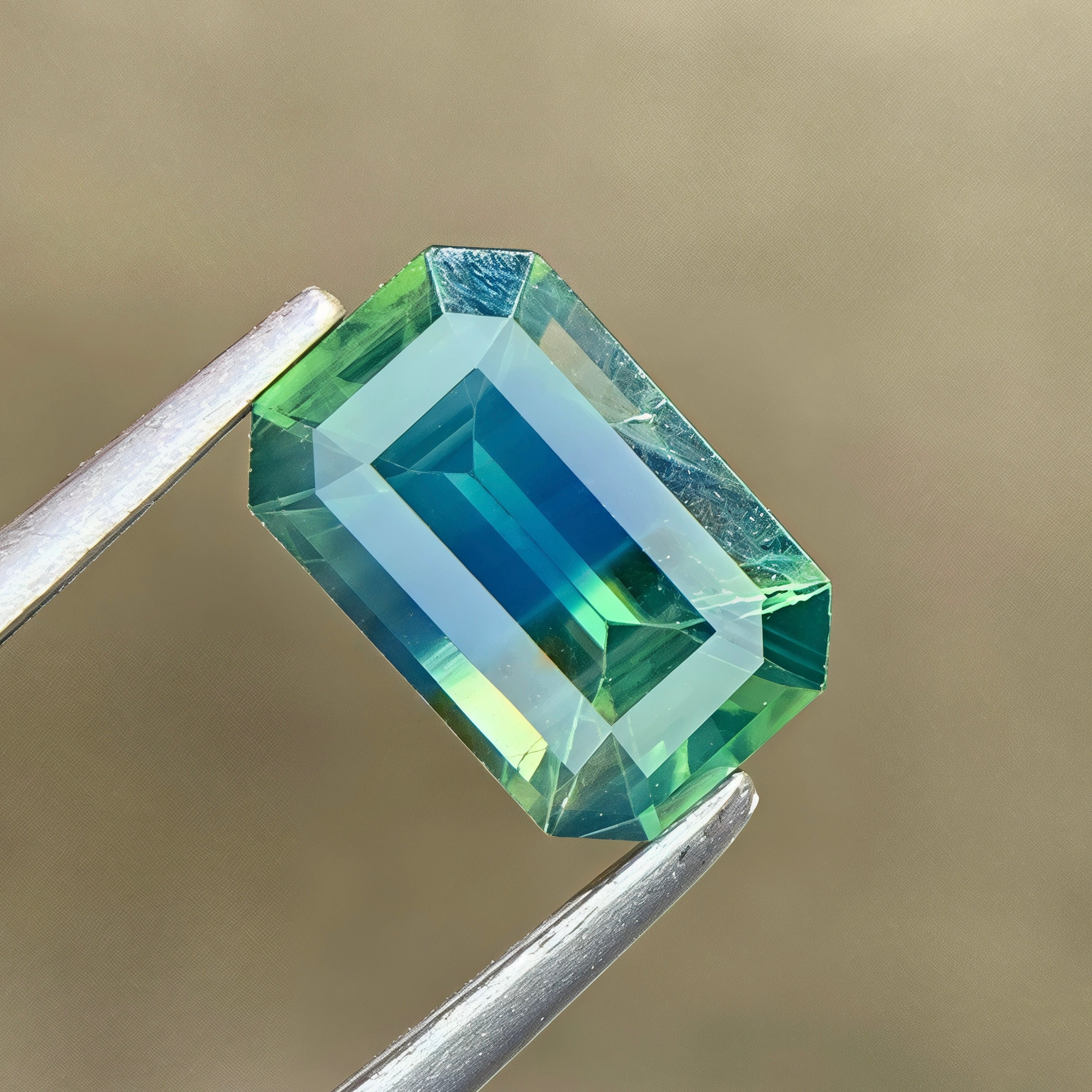 1.21Ct Teal Sapphire Emerald Cut