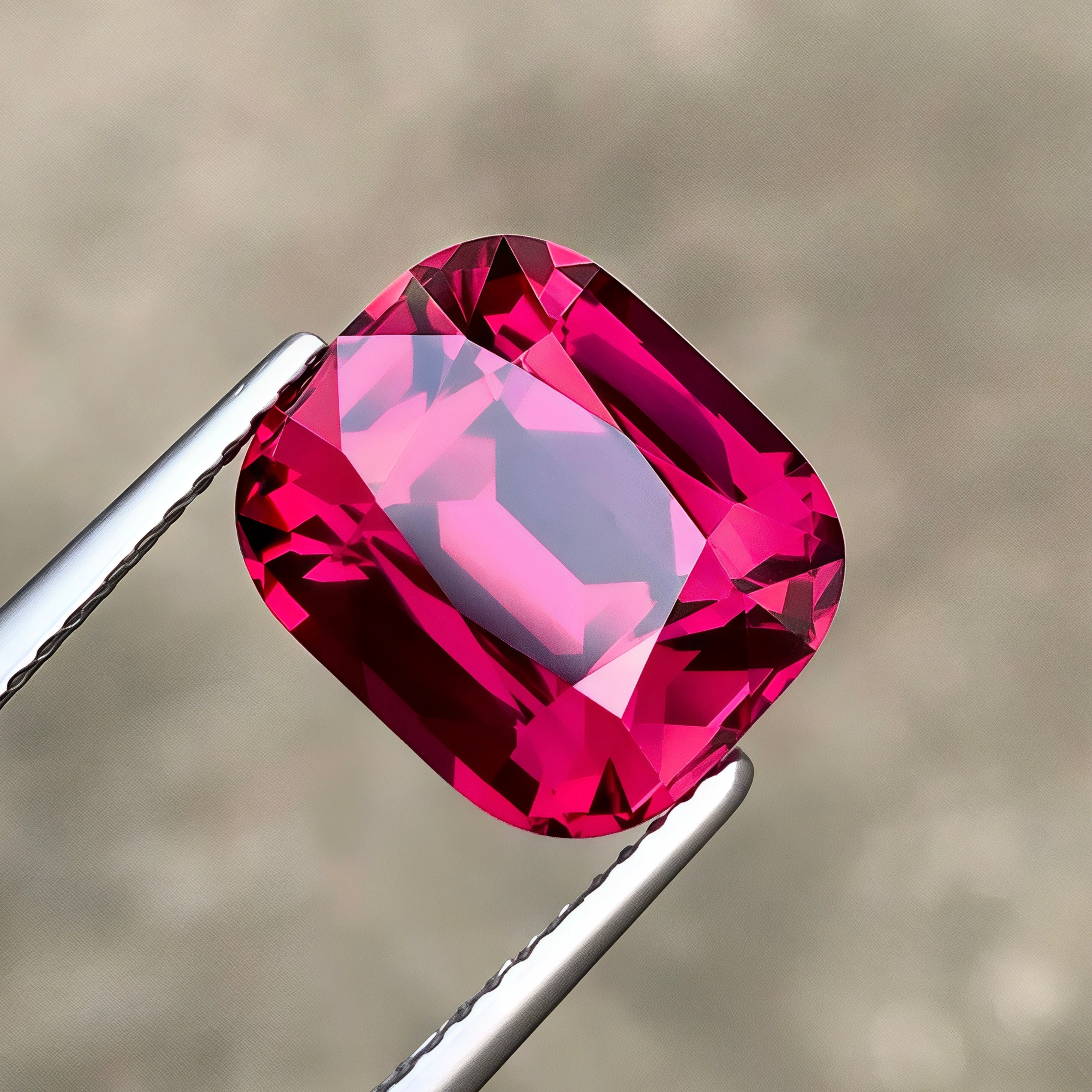 8.15ct Vibrant Pinkish Red Garnet Cushion