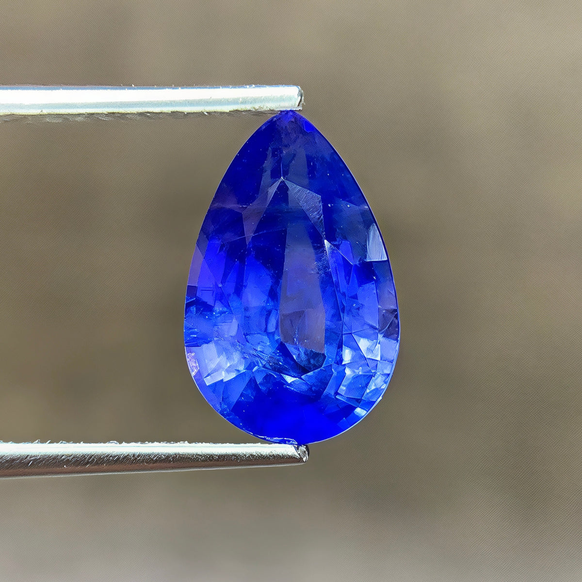 3.88ct Intense Blue Sapphire Pear Cut