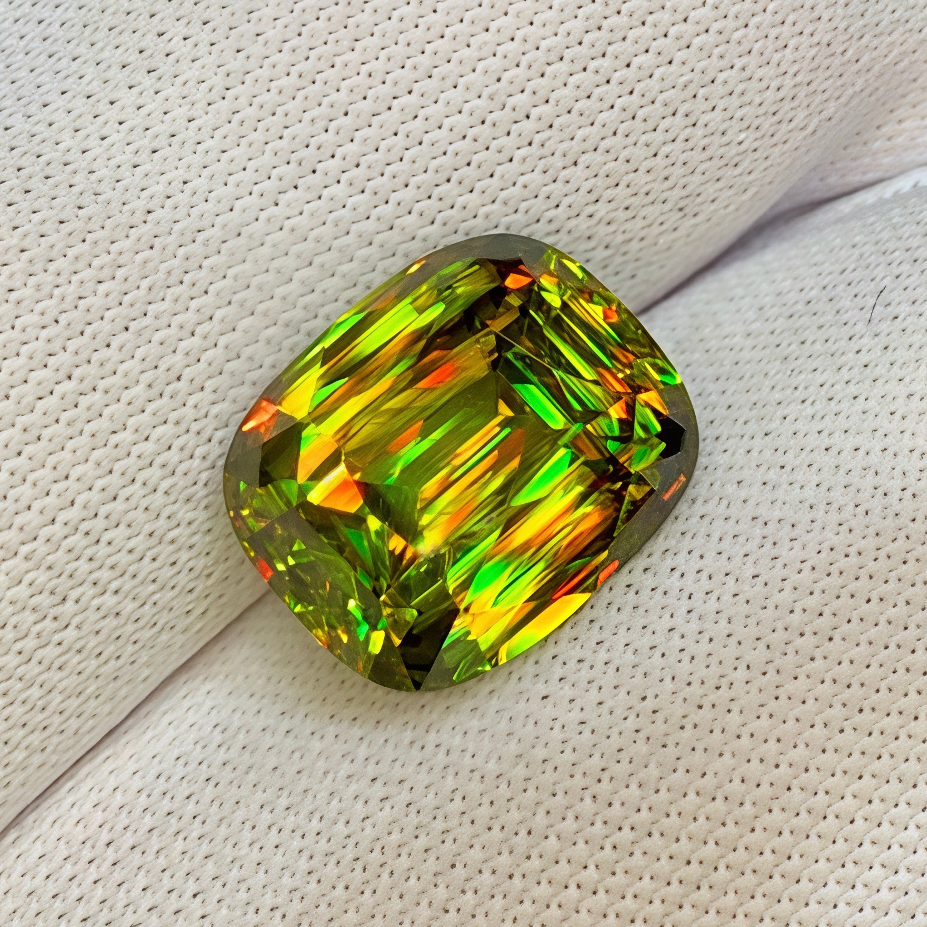 7.17Ct Fine Sphene Cushion Cut Loose Gem