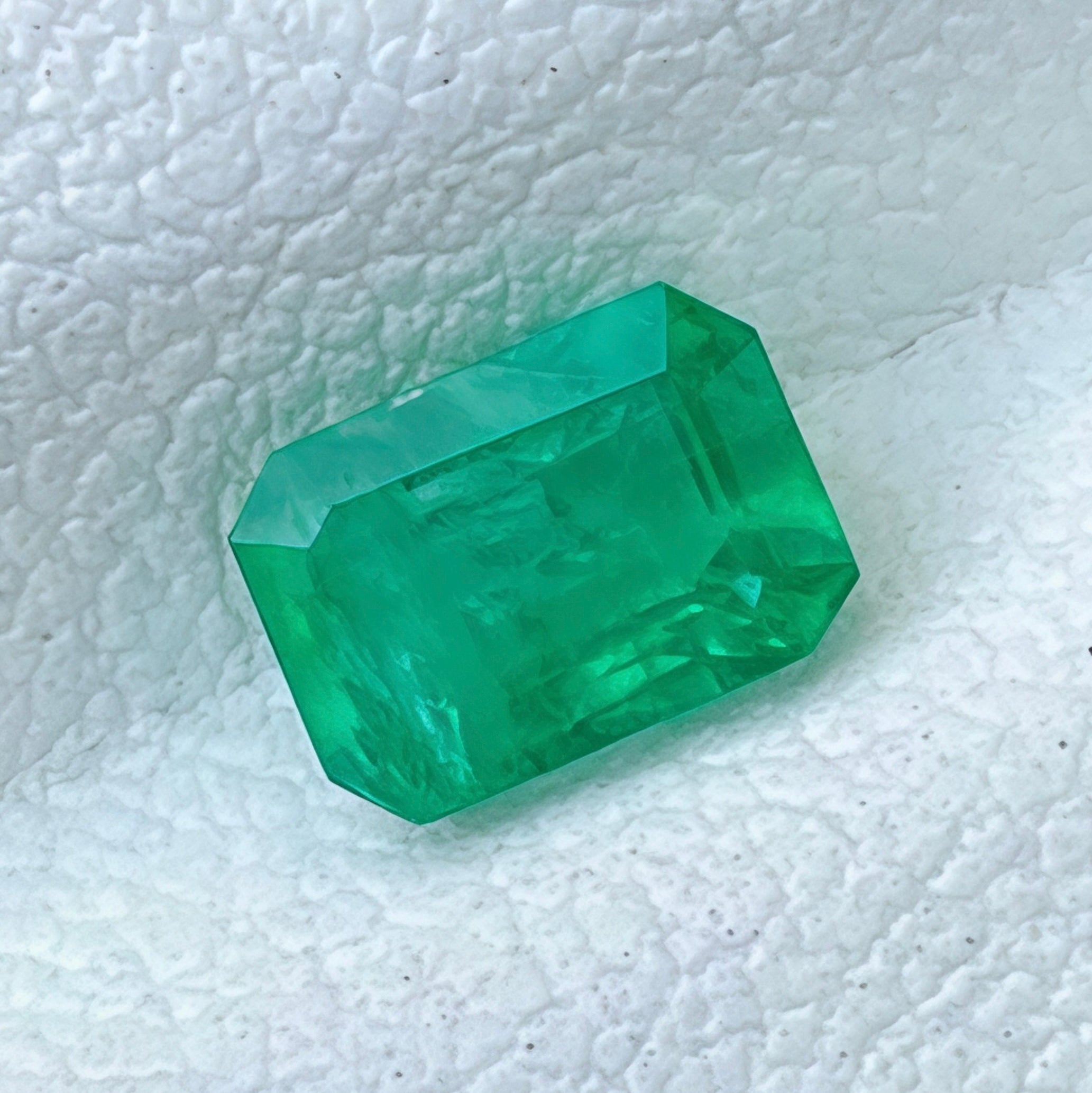 0.69ct Intense Green Zambian Emerald Emerald Cut