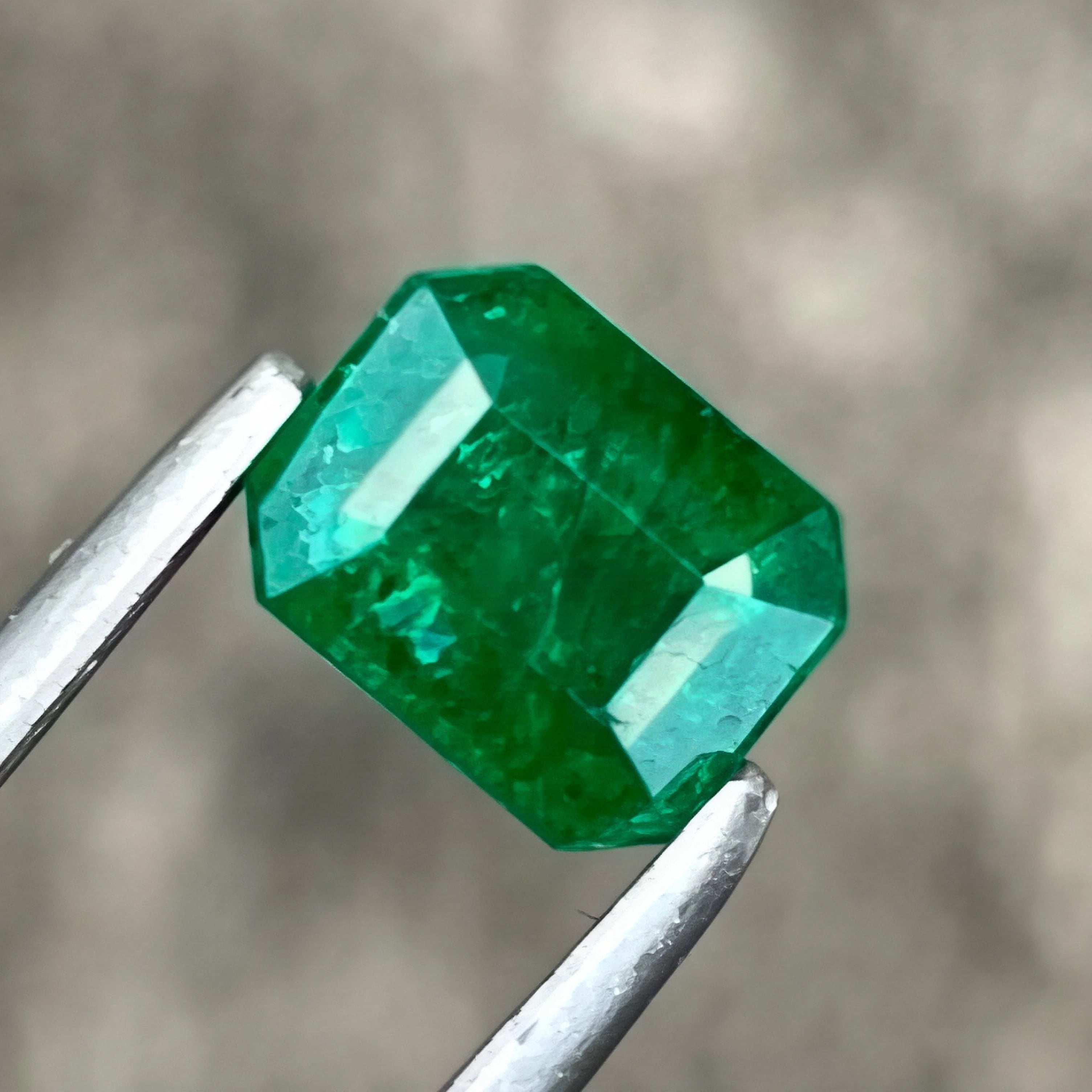 0.62ct Rich Green Zambian Emerald Emerald Cut 
