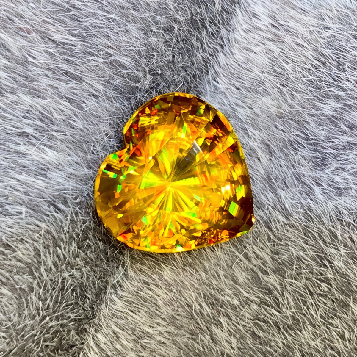 3.32ct Fire Rainbow Sphene Heart Cut