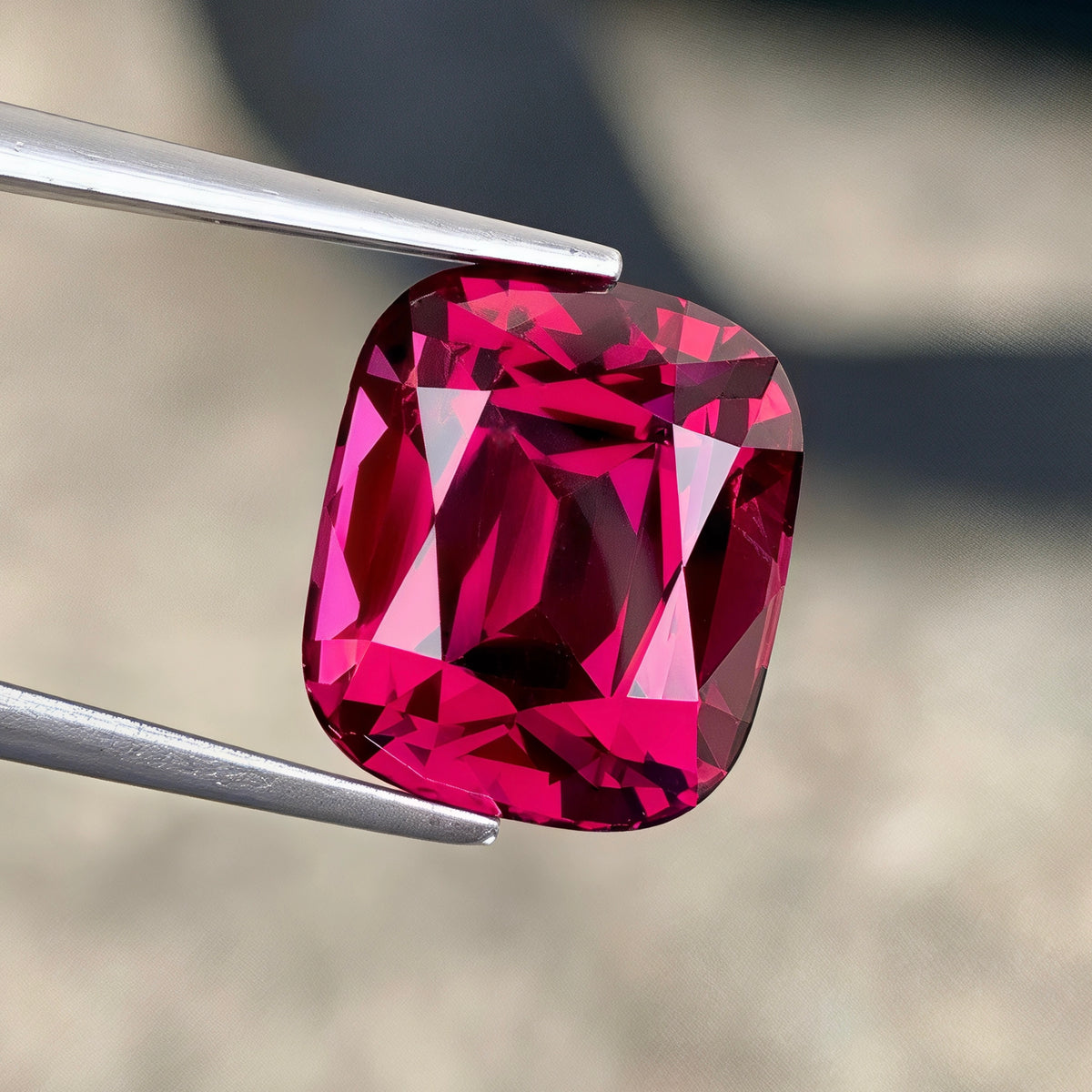 6.36ct Pinkish Red Garnet Cushion Cut
