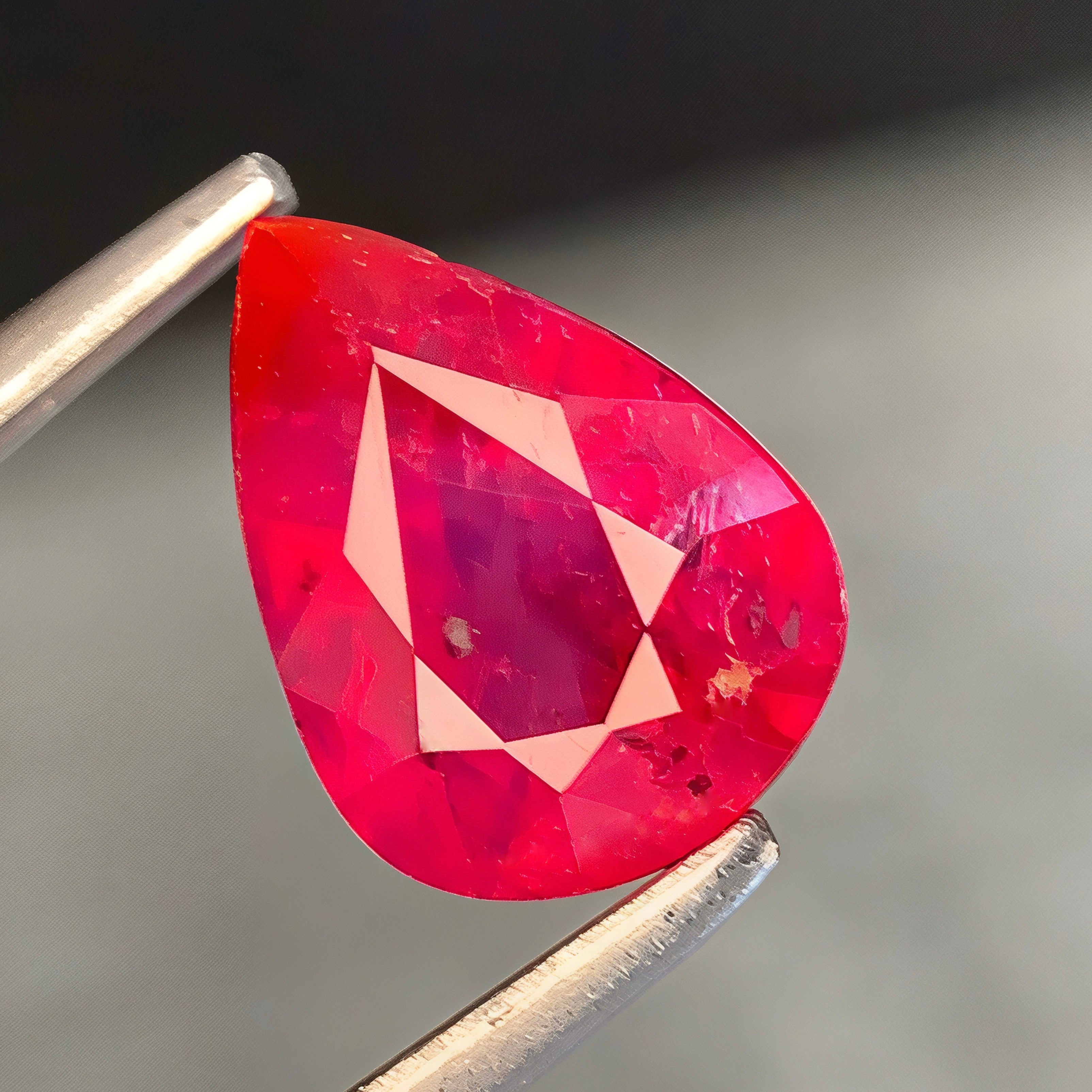 1.44ct Pinkish Red Ruby Pear