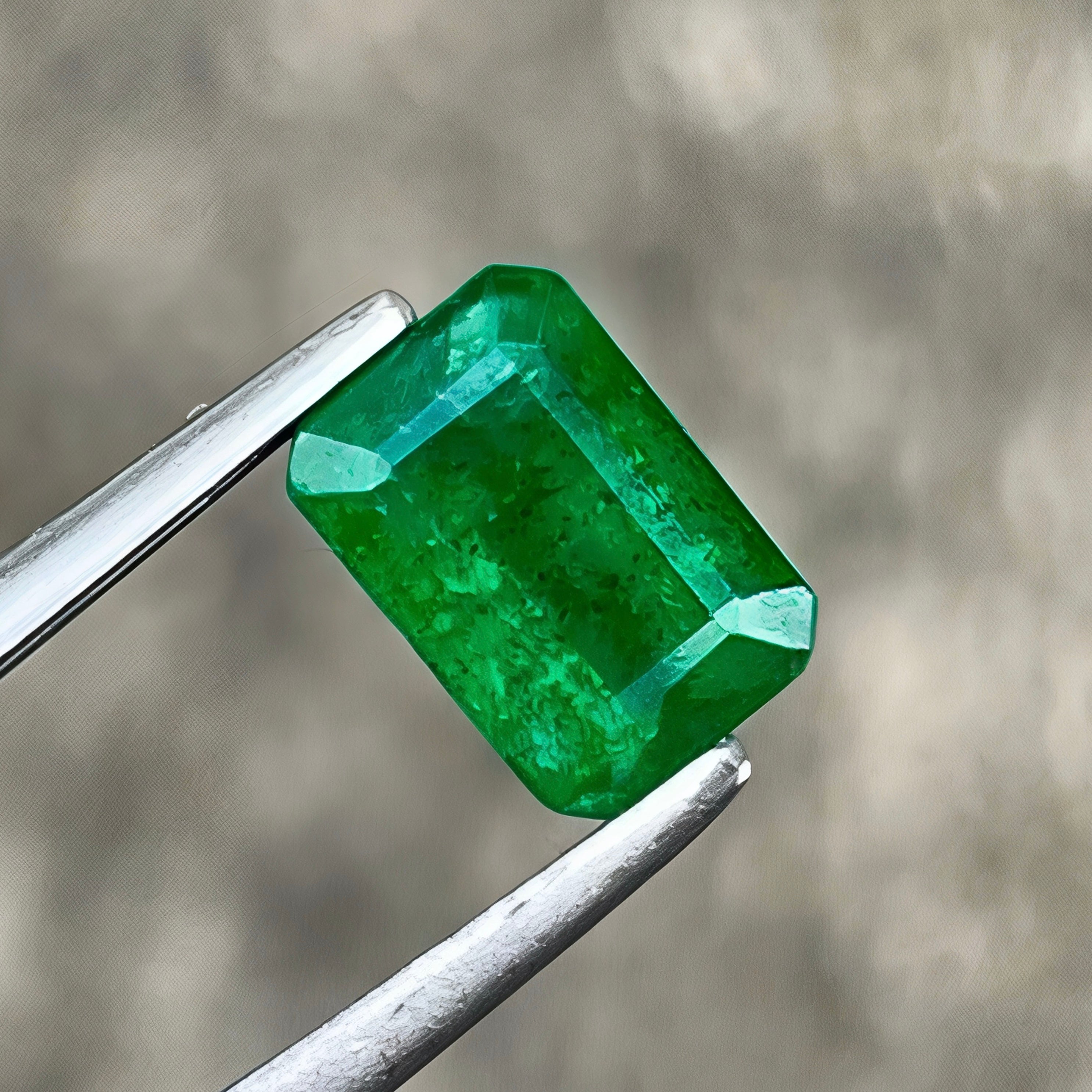 0.68ct Vivid Green Zambian Emerald Cut Emerald