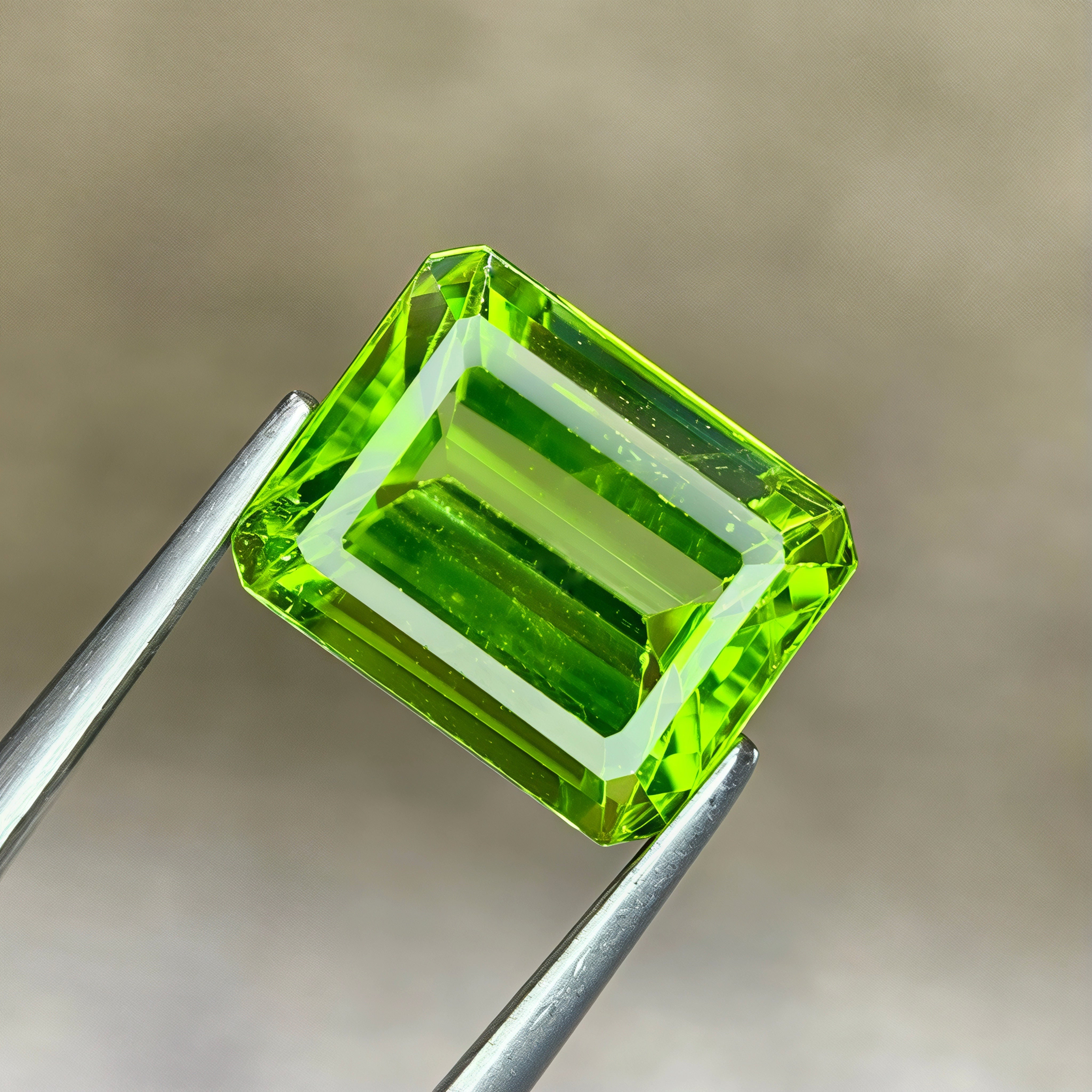 4.06ct Leaf Green Peridot Emerald Cut