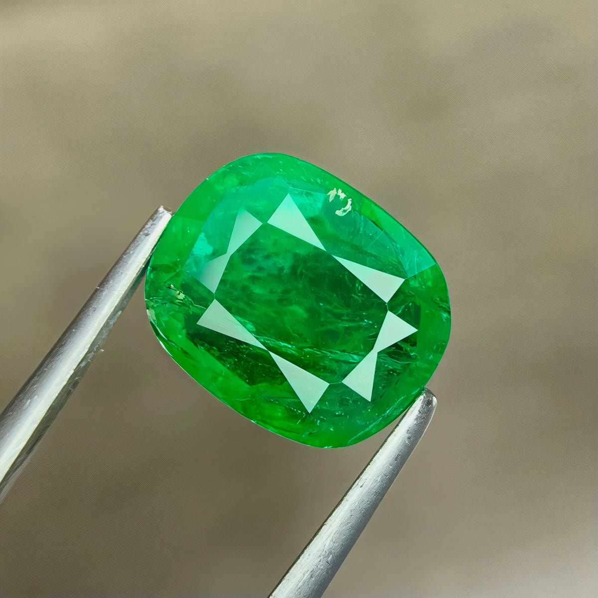 1.54ct Rich Green Zambian Emerald Cushion Cut