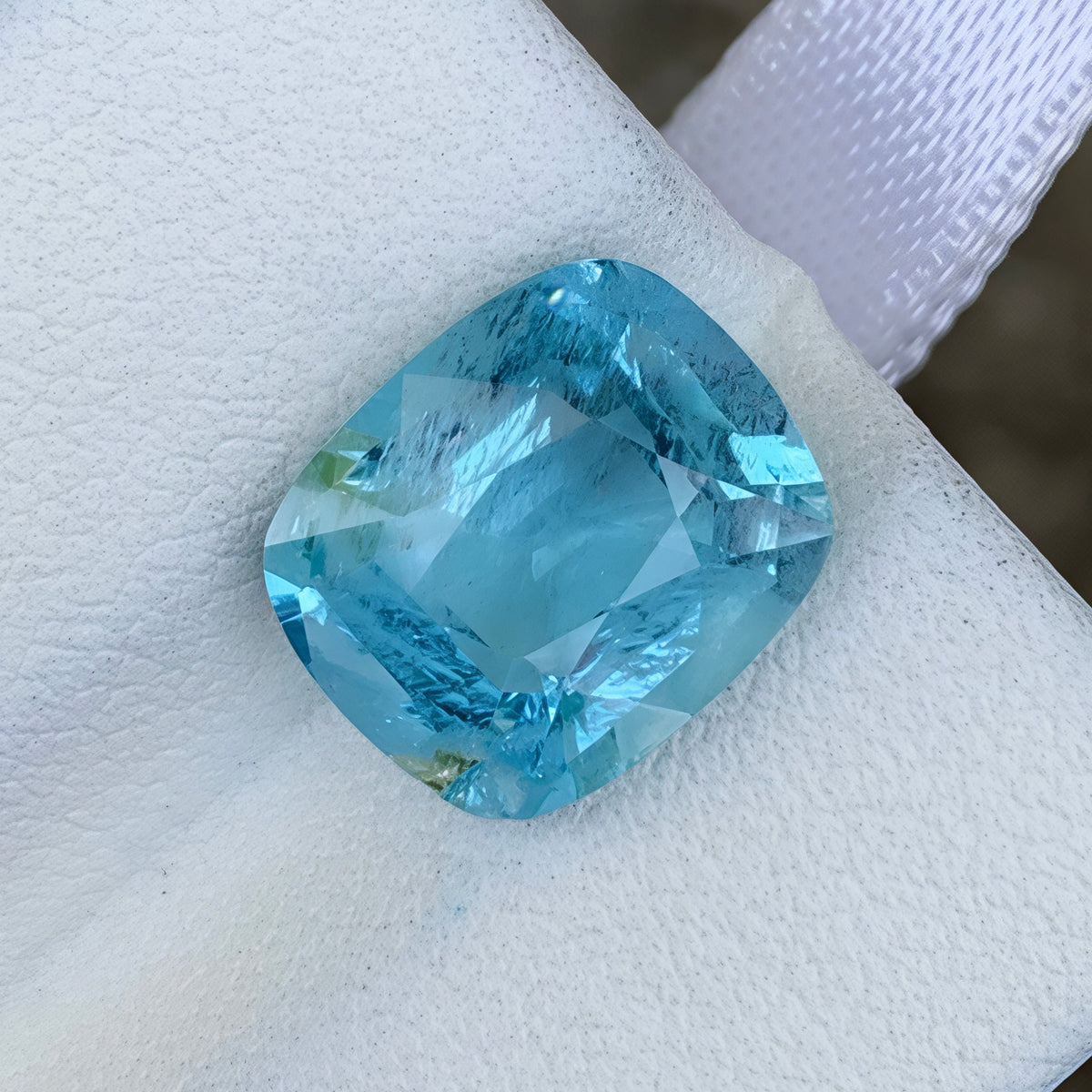 4.07 Ct Deep Blue Aquamarine Cushion Cut