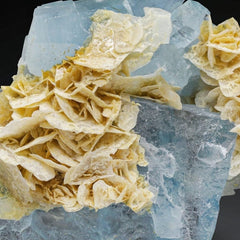 Blue Aquamarine Crystal with Calcite