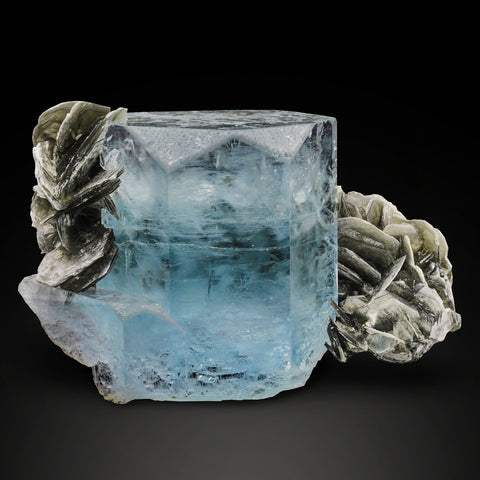 Aquamarine Crystal with Muscovite