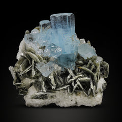 Aquamarine Crystal with Muscovite