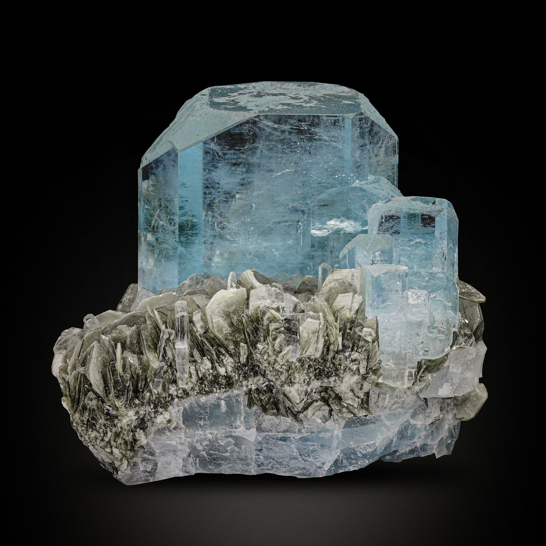 Aquamarine Crystals with Muscovite