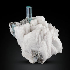 Aquamarine on Albite with Muscovite