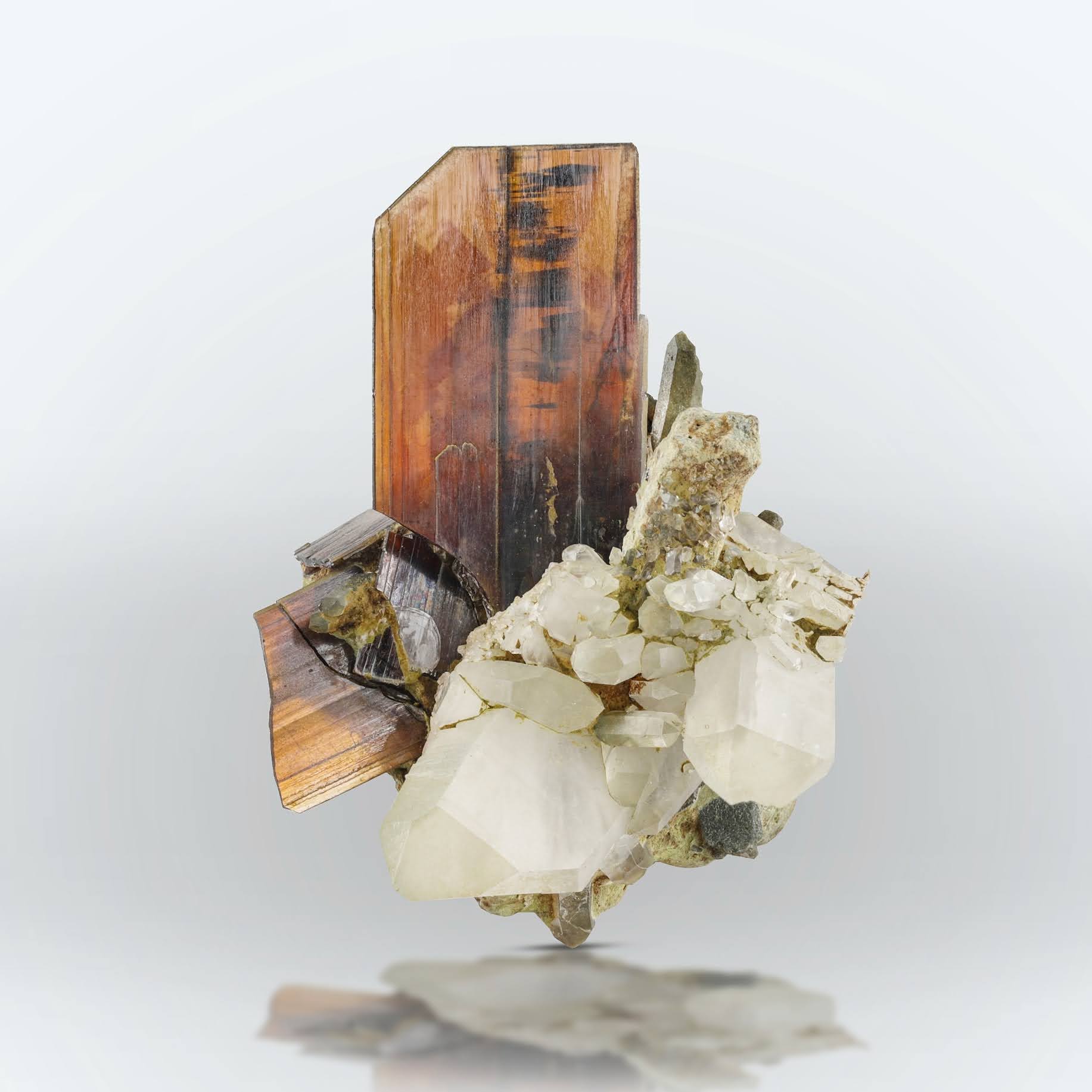 Brookite Crystal on Quartz Cluster