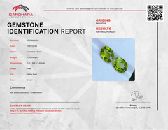 8.20 carats Green Peridot Pair Oval Cut