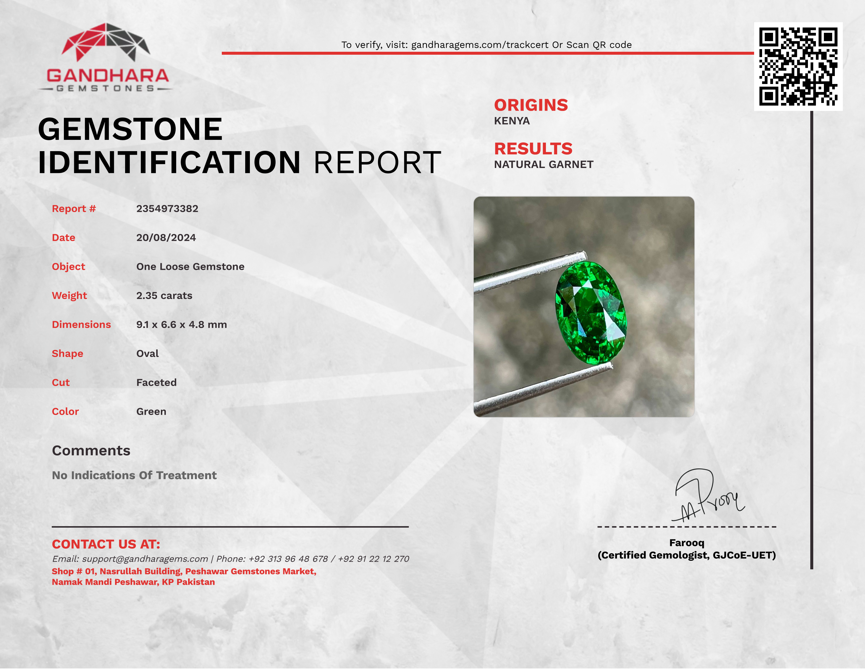 2.35 carats Green Tsavorite Garnet Gem