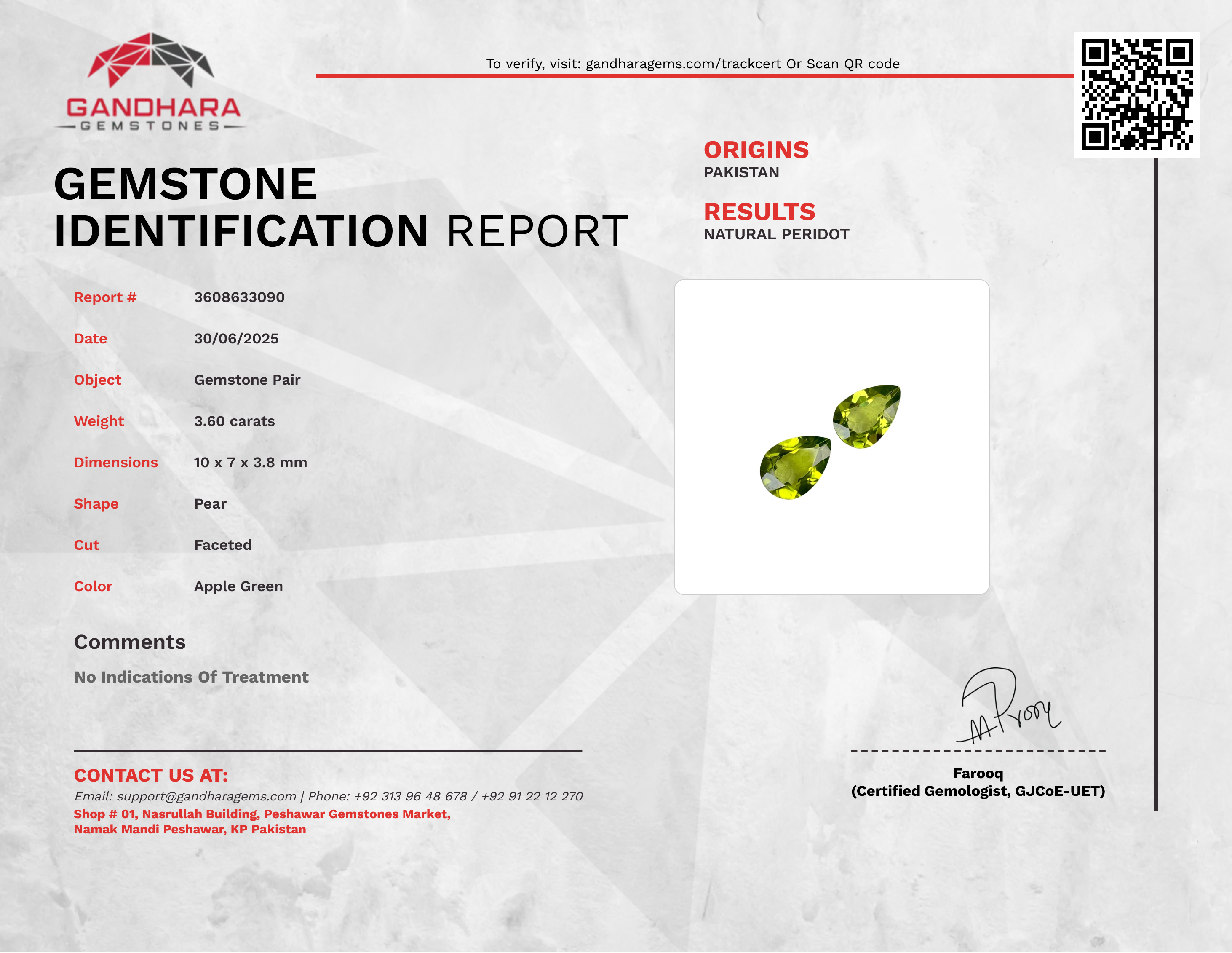 3.60 Carats Pear Shape Peridot Pair