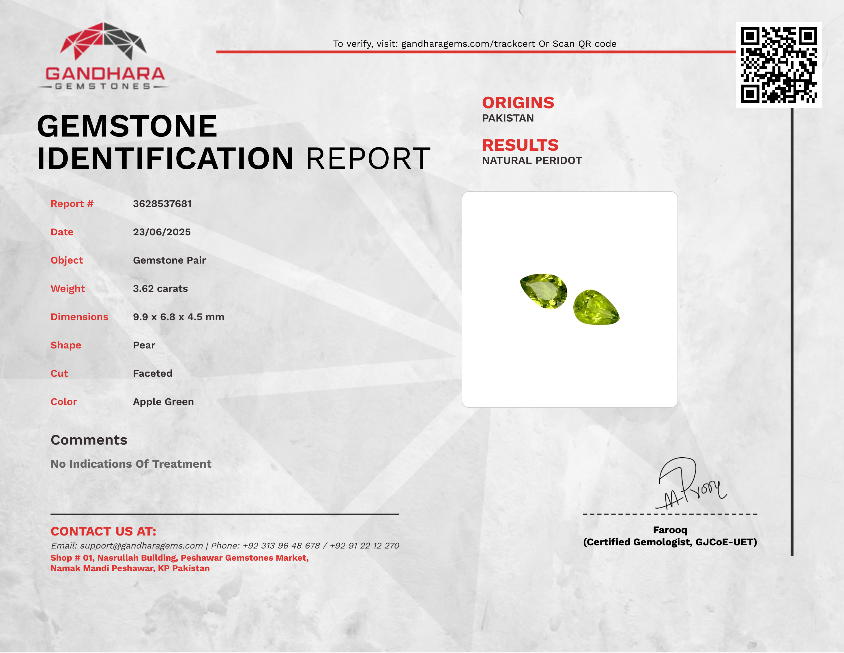3.62 Carats Pear Shape Peridot Pair