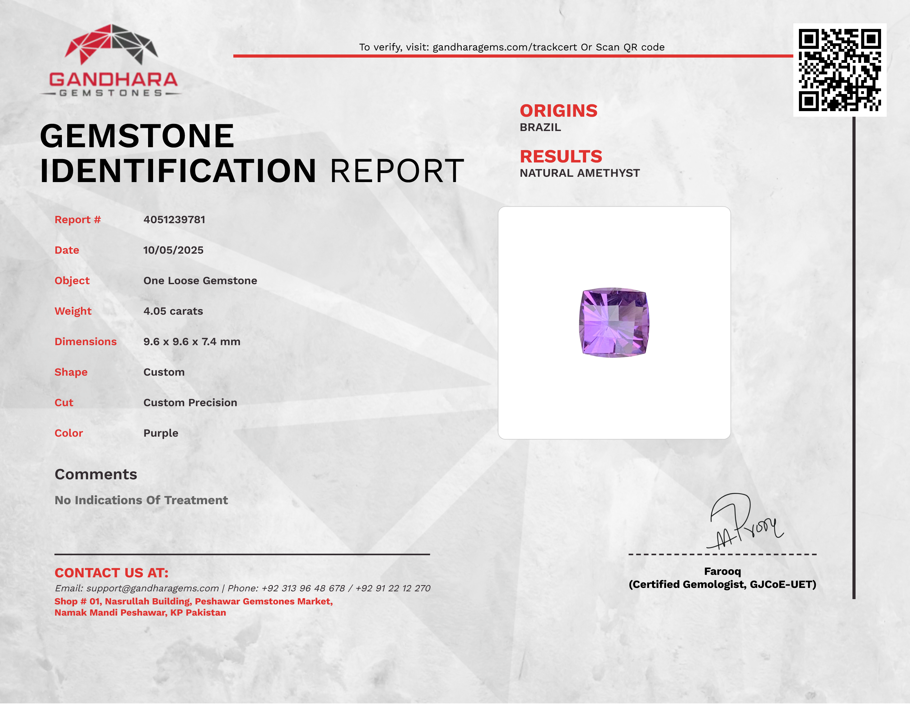 4.05 Carat Natural Amethyst Gemstone