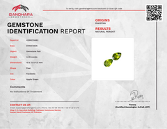 4.28 Carats Green Pear Peridot Pair