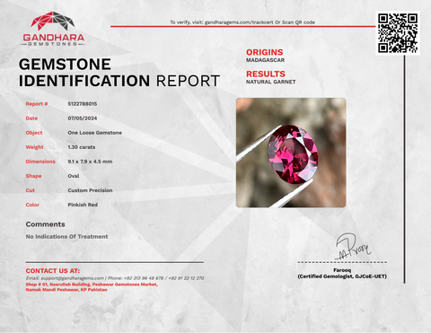 2.35 Carat Reddish Pink Garnet Stone