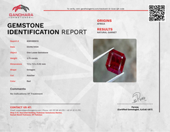 2.75 Carats Red Asscher Garnet Stone