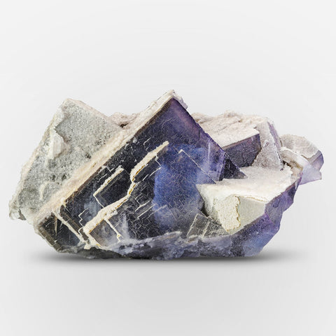 Purple Fluorite Crystal With Calcite