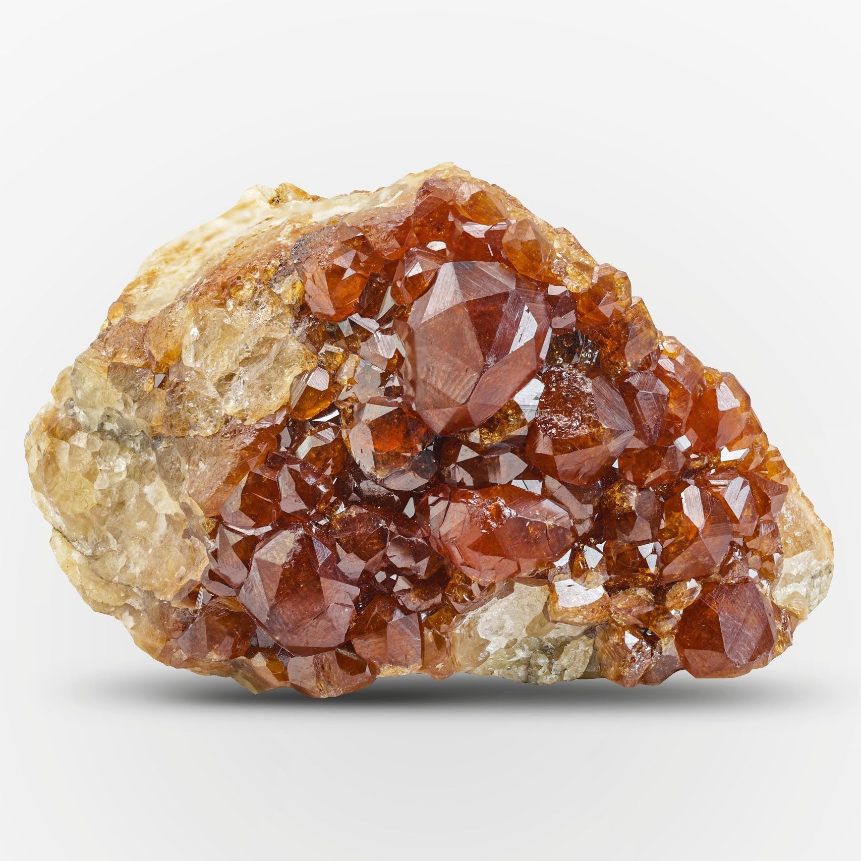 Red Garnet Crystals on Diopside Martix