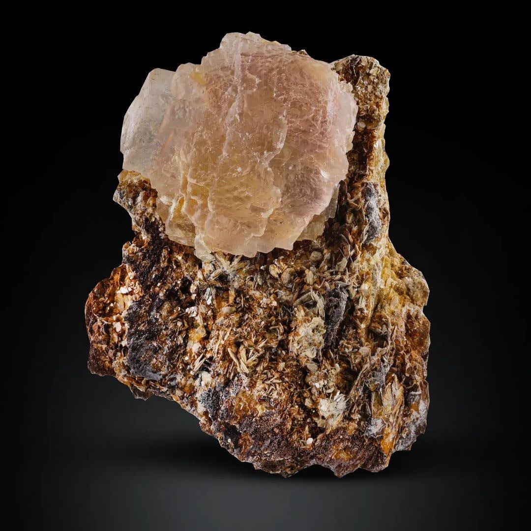 Pink Fluorite Crystal on Muscovite