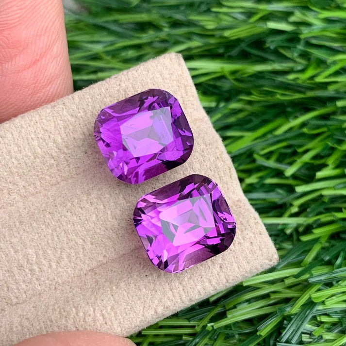 15.67ct Pink Purple Amethyst Pair Cushion