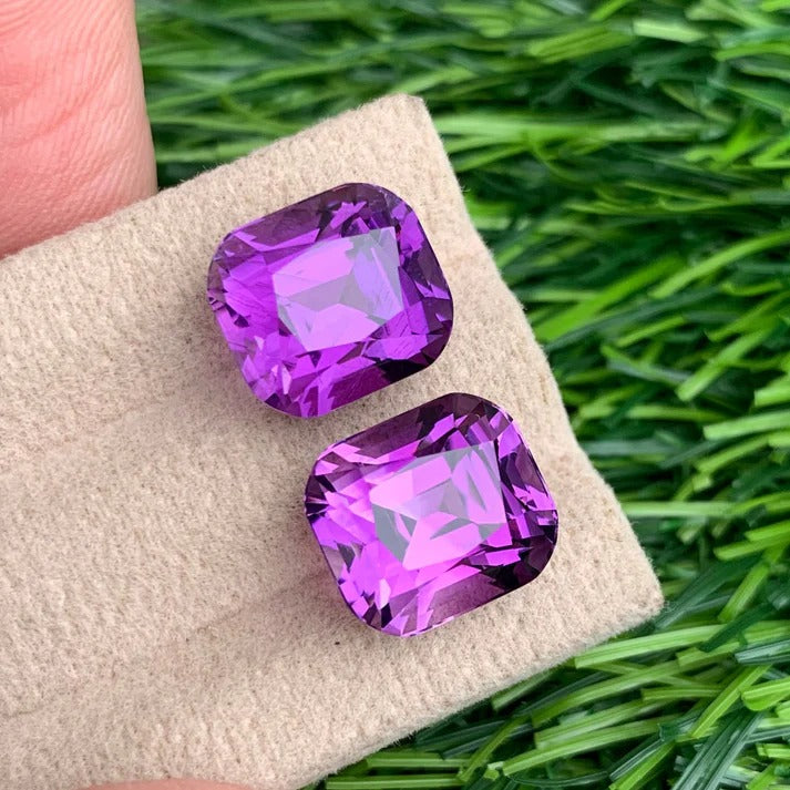 15.67ct Pink Purple Amethyst Pair Cushion