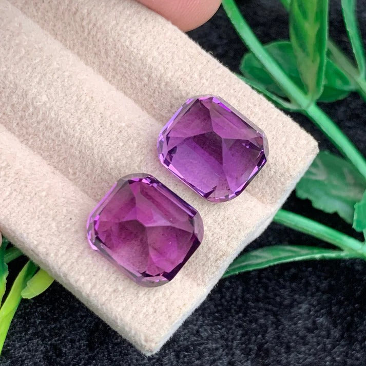 15.67ct Pink Purple Amethyst Pair Cushion
