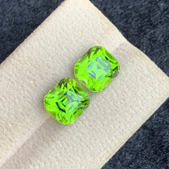 8.40ct Green Peridot Pair Cushion Cut