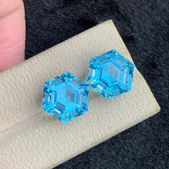 17.80ct Swiss Blue Topaz Pair Hexagon