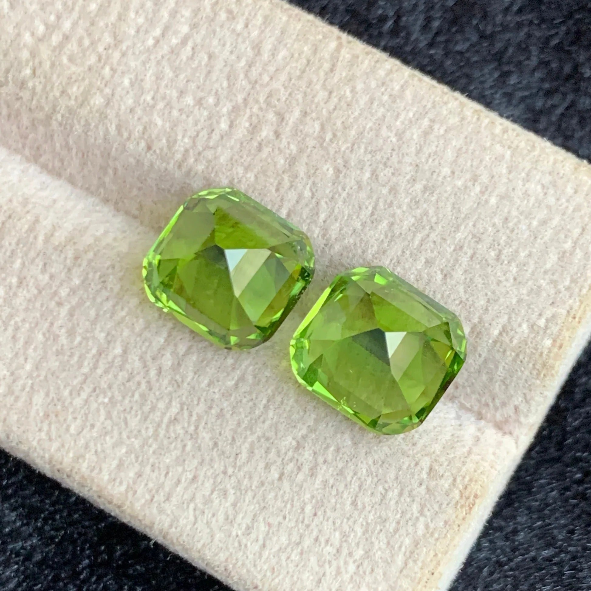 8.40ct Green Peridot Pair Cushion Cut