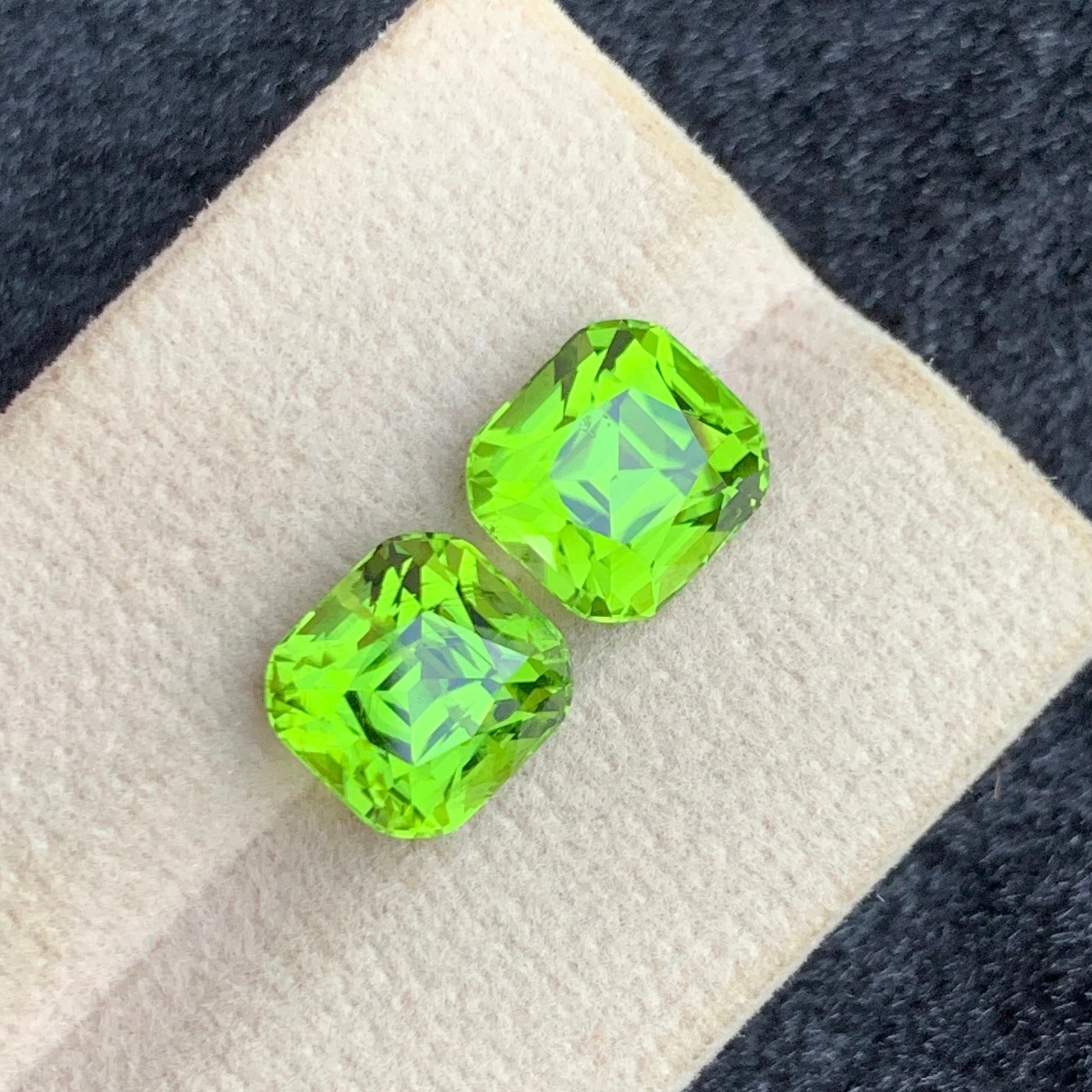 8.40ct Green Peridot Pair Cushion Cut