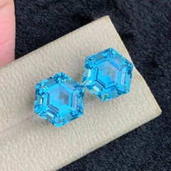 17.80ct Swiss Blue Topaz Pair Hexagon