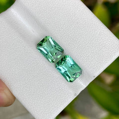 3.97 Carats Sea Blue Tourmaline Pair