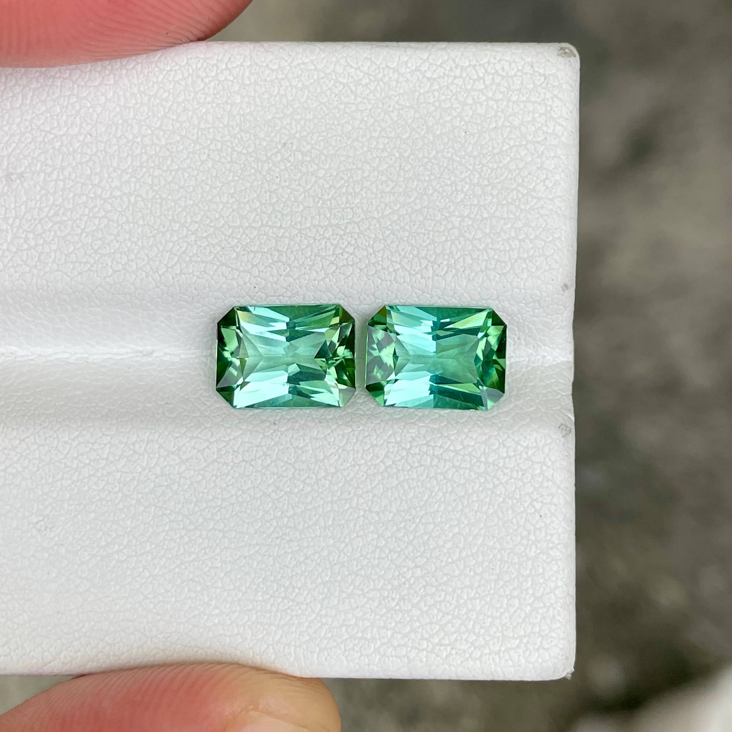 3.97 Carats Sea Blue Tourmaline Pair