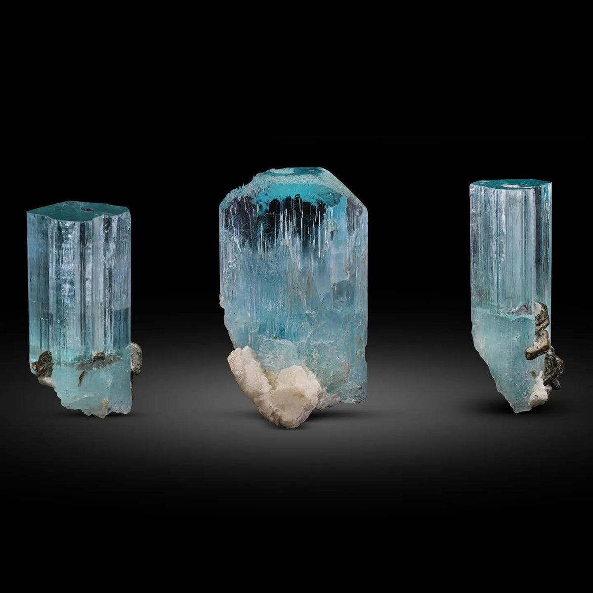 3 Pieces of Blue Aquamarine Crystals