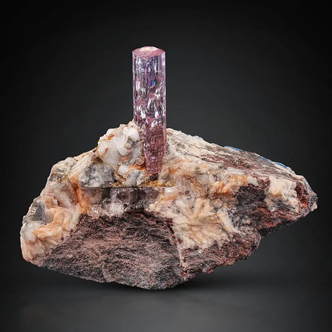 Pink Topaz Crystal on Calcite Matrix