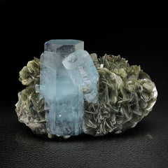 Double Terminated Aquamarine on Muscovite