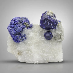 Lazurite Crystals On Calcite & Pyrite