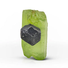 Magnetite Crystal on Green Peridot