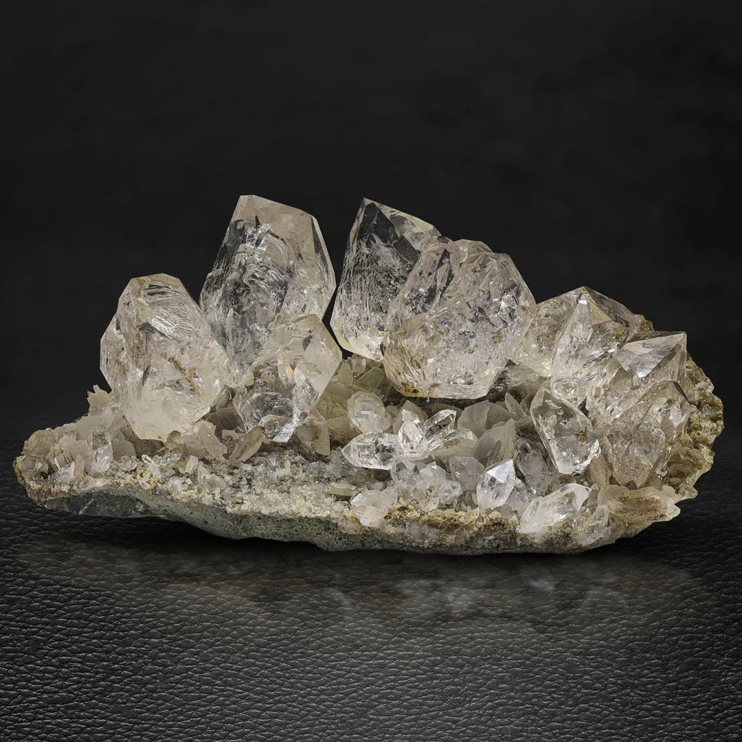 Diamond Quartz Crystals on Calcite