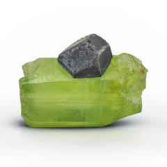 Magnetite Crystal on Green Peridot