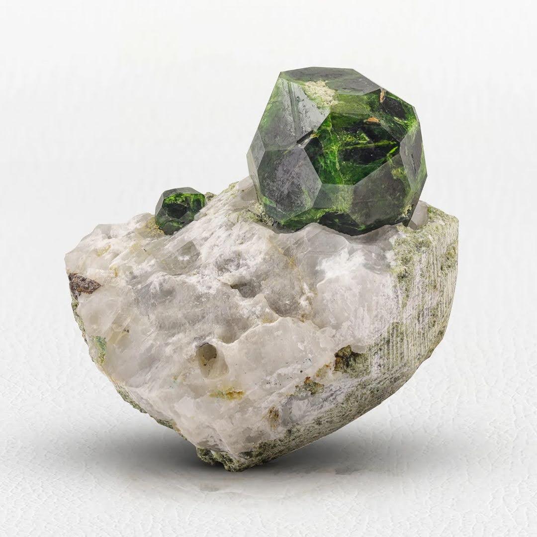 Green Demantoid Garnet on Matrix